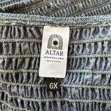 women Altar New with Tags Altar Chambray Natalie Smocked Crop Top Size 6X Blue Top 6XL