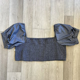 women Altar New with Tags Altar Chambray Natalie Smocked Crop Top Size 6X Blue Top 6XL