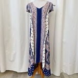 women Maeve - Anthro Maeve Anthropologie Bandana Print High-Low Maxi Dress Women's Size Medium Pink and Blue Dress S