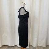 women Rachel Roy Rachel Roy Black Brochade Dress with Ruffled Neckline Size 4 Black Dress 4
