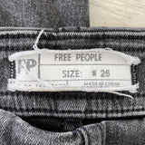 women Free People Free People Gray Denim High Rise Cropped Pleated Skinny Jeans W26 Washed Black Jeans 26