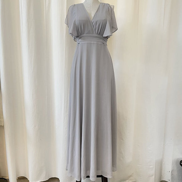 Lulu's Gray V Neck Maxi Formal Dress Size XL/Tall