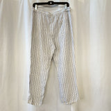women Theory Theory Thorina Narrow Stripe Linen Pants White Blue Slits Pockets Women's Size 12 White Pants 12