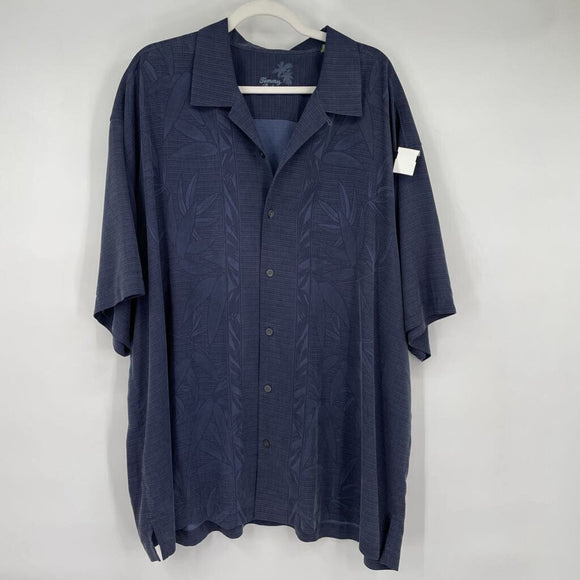 men Tommy Bahama Hawaiian Shirt Blue Top XXL