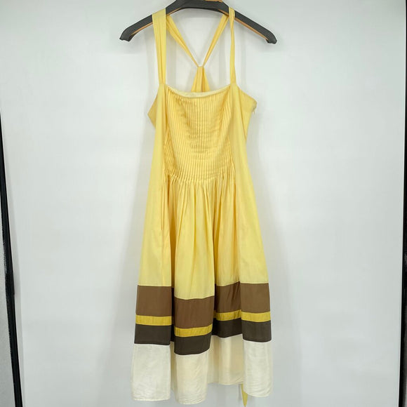 women Laundry by Shelli Segal Laundry by Shelli Segal Yellow and Brown Silk Blend Sundress Women's Size 10 Yellow Dress 10