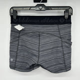 women Lululemon Lululemon What The Sport Short in Cyber Stripe Deep Coal Black Women's Size 6 Gray Activewear 6