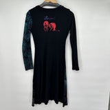 women Desigual Desigual Long Sleeve Embroidered Print Knit Dress Black Small Black/Multi Dress S