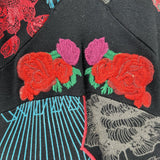 women Desigual Desigual Long Sleeve Embroidered Print Knit Dress Black Small Black/Multi Dress S