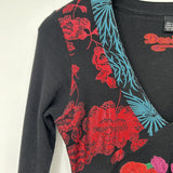 women Desigual Desigual Long Sleeve Embroidered Print Knit Dress Black Small Black/Multi Dress S