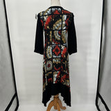 women Aventures des Toiles Aventures des Toiles Black, Red and Gold Colorblock Asymmetrical Shirt Dress Women's Size 36/US 4 Black/Red/Multi Dress M