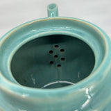 Vintage 1950's Turquoise Ceramic Strainer Textured Teapot Home Decor
