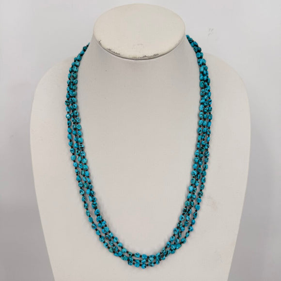 Three Strand Navajo Turquoise Necklace 25.5