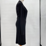 women Norma Kamali Norma Komali Black Long Sleeve Side Drap Bodycon Dress Women's Size Small Black Dress S