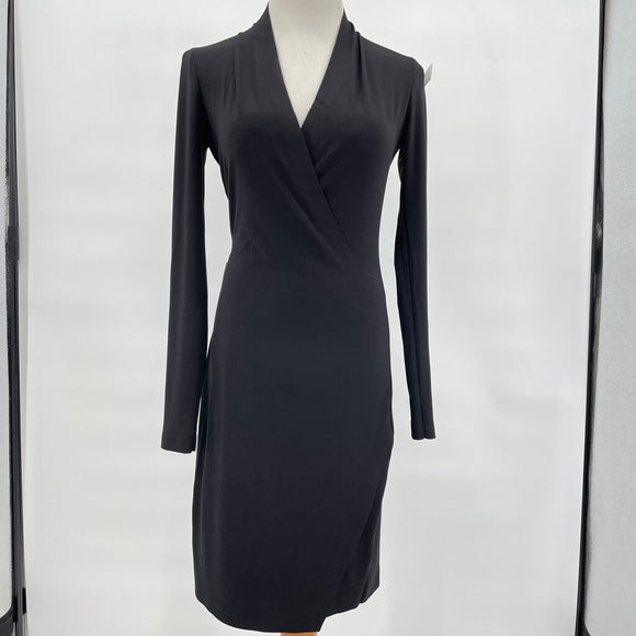 women Norma Kamali Norma Komali Black Long Sleeve Side Drap Bodycon Dress Women's Size Small Black Dress S