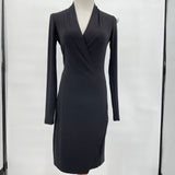 women Norma Kamali Norma Komali Black Long Sleeve Side Drap Bodycon Dress Women's Size Small Black Dress S