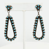 Vintage Zuni Turquoise Sterling Teardrop Dangle Earrings Signature RL 13g Jewelry