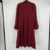 1970s Dagger Collar Wool Coat Burgundy Red Women's Large/Extra Large XL