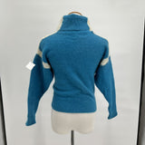 Vintage Rafique Turquoise Angora and Lambswool Turtleneck Knit Sweater Size Small