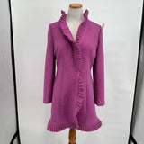Vintage 1960's Lilli Ann Lilac Ruffle Ribbed Knit Jacket Women's Size Medium