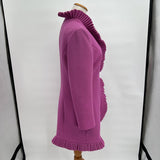 Vintage 1960's Lilli Ann Lilac Ruffle Ribbed Knit Jacket Women's Size Medium