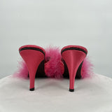 women Polly of California Polly of California Pink Feathered Marabou Heels Size 7 Pink Vintage 7