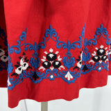 Vintage Red Embroidered Suspender Skirt Women's Size Small