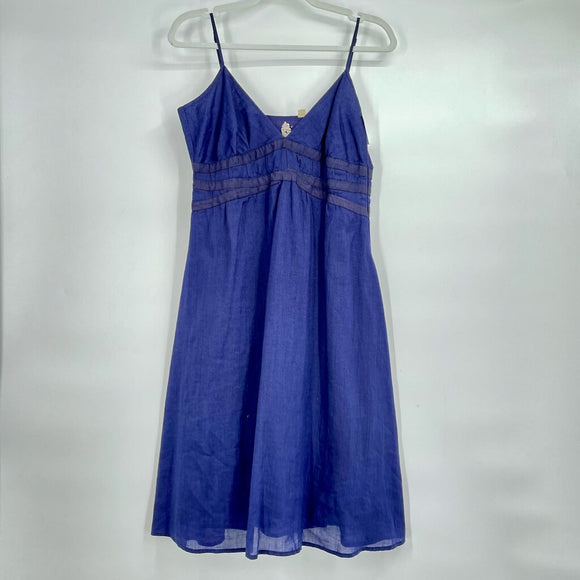 women Maeve - Anthro Anthropologie Maeve Ramie Linen Navy Blue Sundress Women's Size 4 Dress