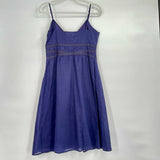 women Maeve - Anthro Anthropologie Maeve Ramie Linen Navy Blue Sundress Women's Size 4 Dress