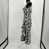 women Nanette Lepore Nanette Lepore Gray Floral Brocade Asymmetrical Midi Dress Women's Size 6 Gray Dress 6