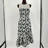women Nanette Lepore Nanette Lepore Gray Floral Brocade Asymmetrical Midi Dress Women's Size 6 Gray Dress 6