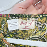 women Lakhays NWT Ruffled Paisley Mini Dress Sage Green Dress S/M