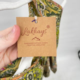 women Lakhays NWT Ruffled Paisley Mini Dress Sage Green Dress S/M