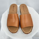 Women's Eric Michael Villa Slip On Leather Sandals Tan Honey 38/7.5