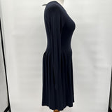 Tibi Navy Blue Bamboo Pleated Sweater Dress Women's Size Small