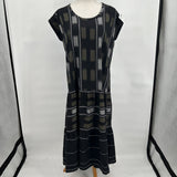 J. JILL Pure Jill Ikat Boho Tiered Black Multi Maxi Dress Women's Size XL/Extra Large