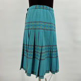 Vintage JC Penny Turquoise Wool Pleated Skirt Women's Size Small