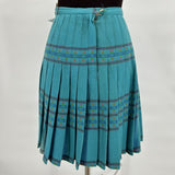Vintage JC Penny Turquoise Wool Pleated Skirt Women's Size Small