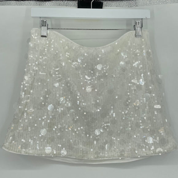 women Cider NWT Sequin Mini White Skirt M