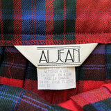 Vintage Al Jean Red Wool Plaid Pleated Skirt Women's Size Small