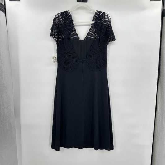 women St John Crochet Santana Knit Cocktail Black Dress 10