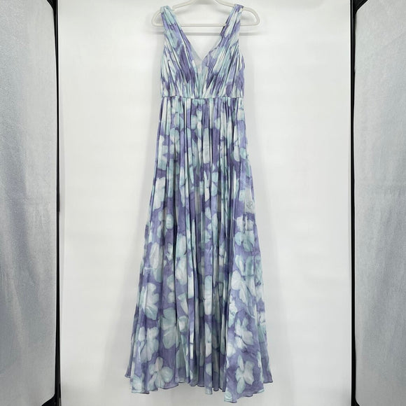 women Vera Wang Vera Wang NWT Lilac Multi Watercolor Floral Maxi Gown Size 6 Lilac Multi Dress 6