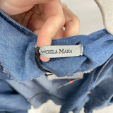 women Angela Mara NWT Ruffle Trim Jacket Blue Jacket M