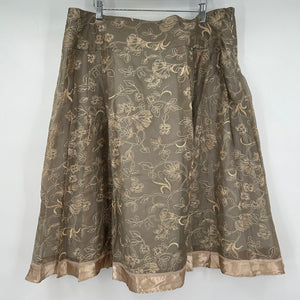 women Coldwater Creek NWT Embroidered Taupe Skirt 1X