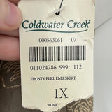 women Coldwater Creek NWT Embroidered Taupe Skirt 1X