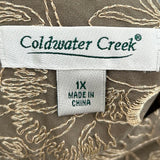 women Coldwater Creek NWT Embroidered Taupe Skirt 1X