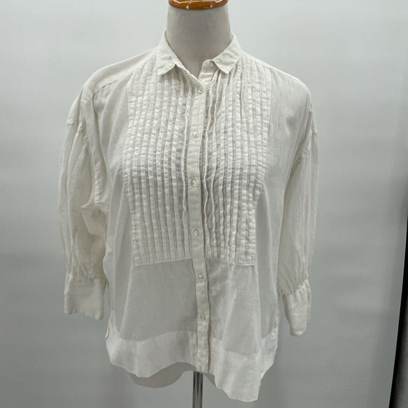 women Nili Lotan MSRP $295 Pin Tuck White Top S