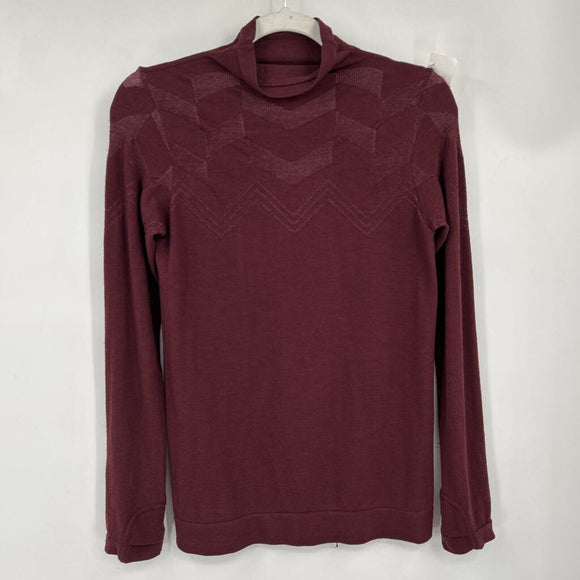 women Athleta Wool Blend Mock Neck Wine Activewear M