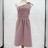 women Loft Outlet NWT Stripe One Shoulder Multi Dress 14P