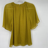 women Universal Standard Swiss Dot Mustard Top XS