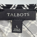 women Talbots NWT Patterned B&W Knit Top L